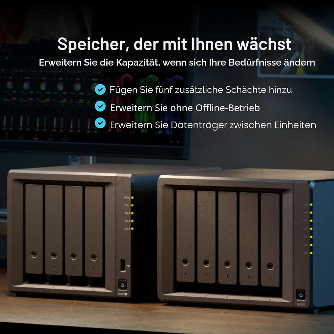 SYNOLOGY NAS DS925+ 4 Einschübe mit erweiterbarer Kapazität (ohne Festplatte)