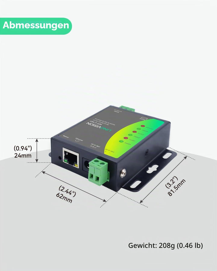 LINOVISION Dual-Port-Serielle Server, RS485 und RS232 zu Ethernet-Konverter, Modbus RTU/TCP-Konverti