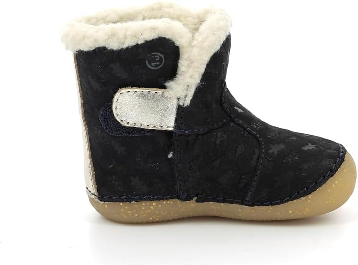 Kickers Baby-Mädchen Windy Stiefelette 25 EU Marineblau Goldfarben, 25 EU Marineblau Goldfarben