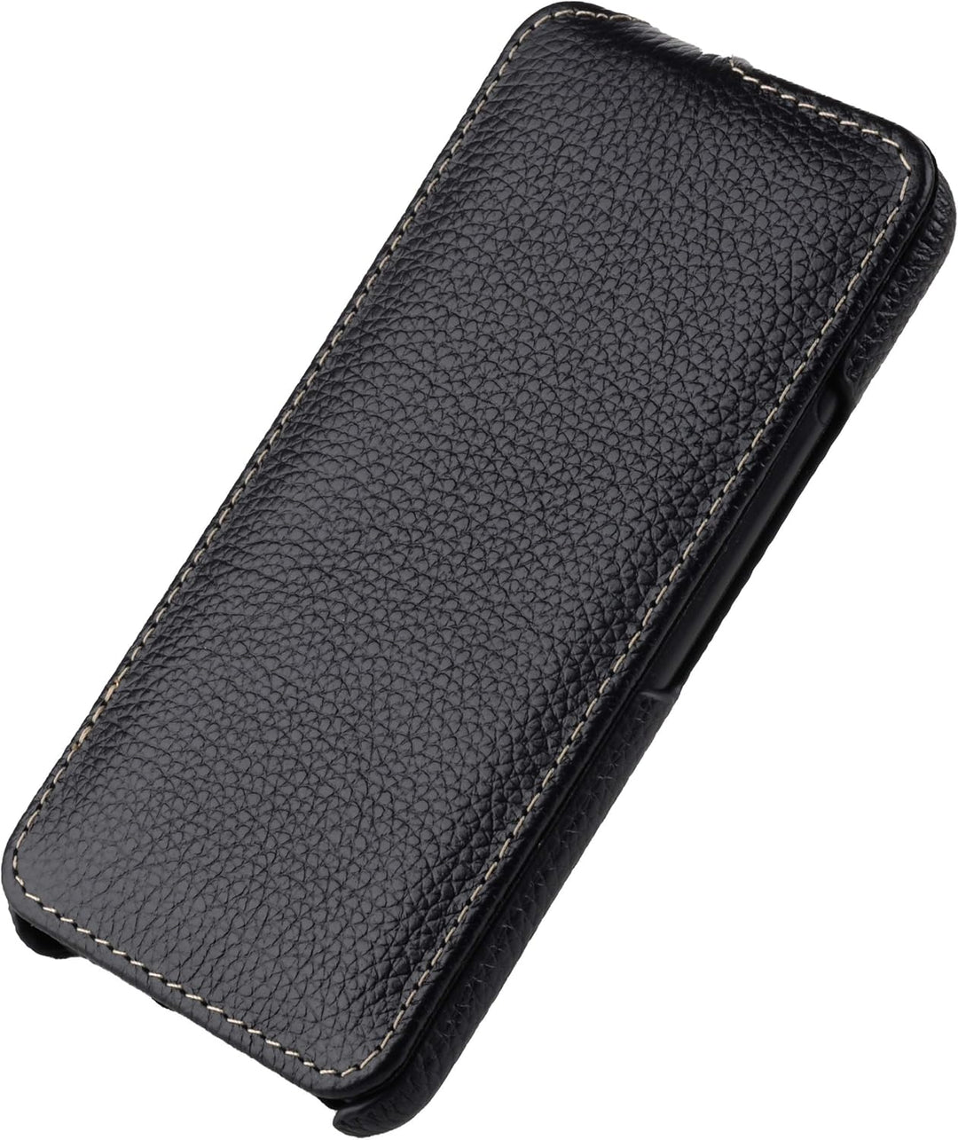 STILGUT UltraSlim kompatibel mit Google Pixel 5 Hülle – Pixel 5 Flip Case aus Leder, Klapphülle, Han
