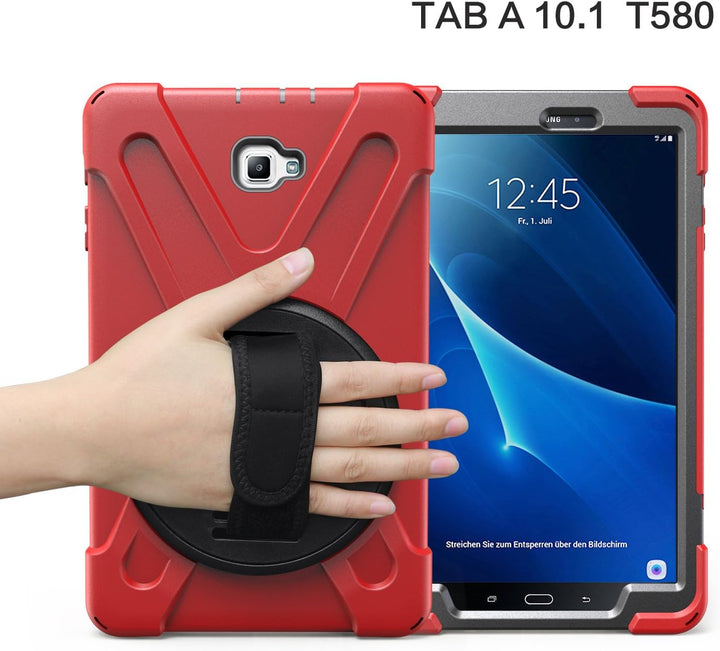 Gerutek Hülle für Galaxy Tab A 2016 10.1 (SM T580/T585) Heavy Duty Rugged Fullbody Stossfest 360 Gra