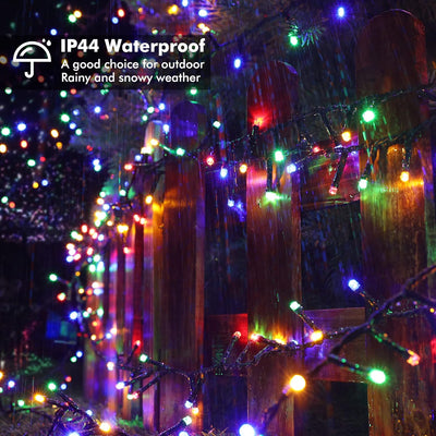 PhilzOps 500 LED Cluster Weihnachten Lichterkette Aussen, 12.5M Bunt Lichterkette Strom 8 Modi Wasse