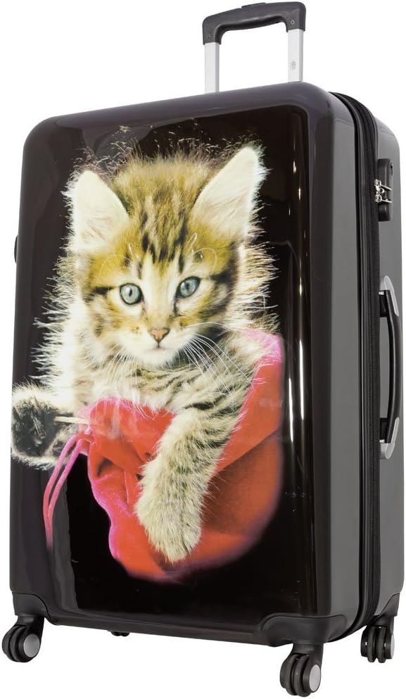 Trendyshop365 Reisekoffer Gross Hartschale Katzen Design Bedruckt 77cm 94 Liter 4 Rollen Bunt, Katze