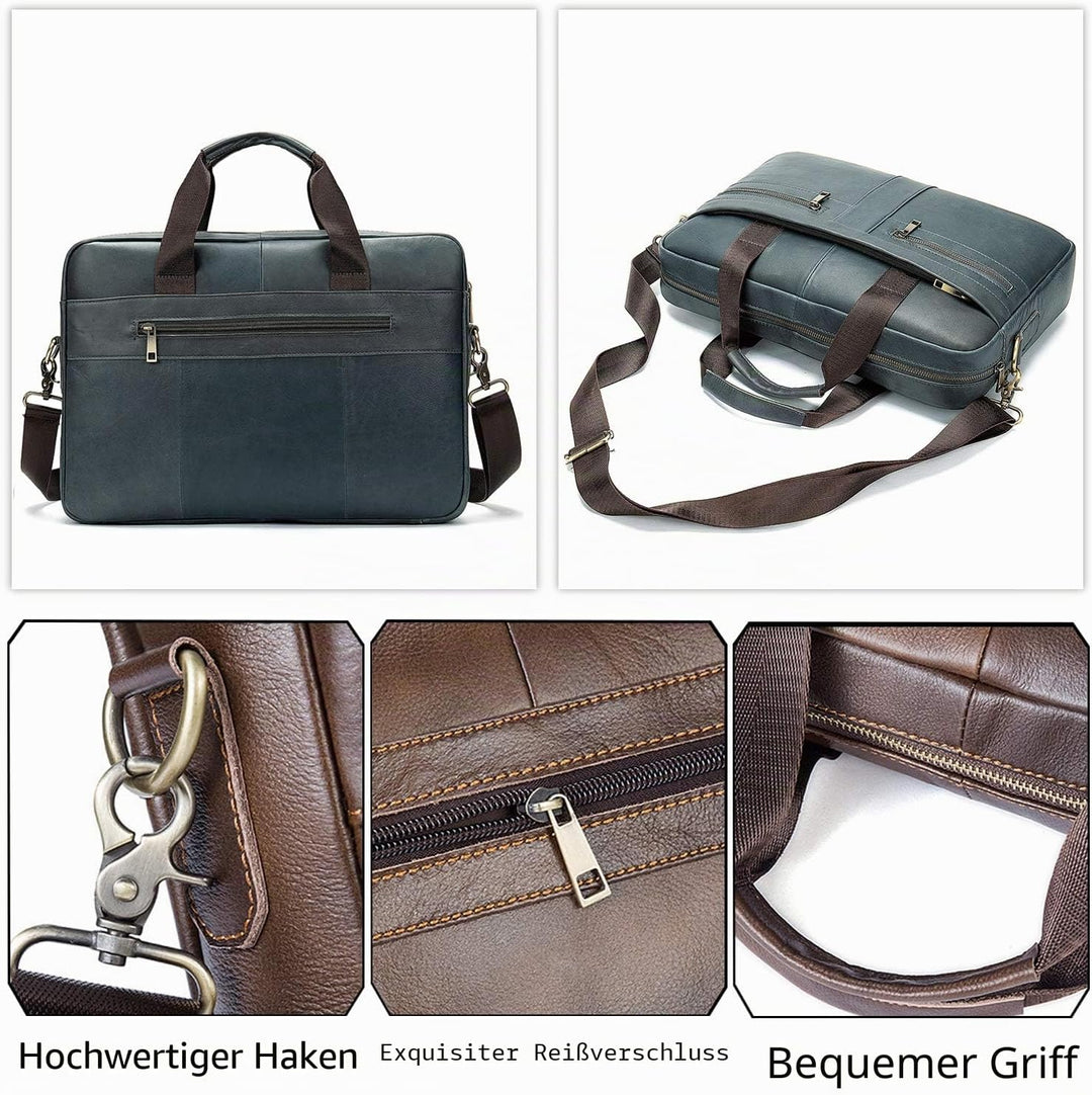 FANDARE Herren Laptop-Aktentaschen Leder Handtasche Business Umhängetasche Wasserdicht Crossbody Mes