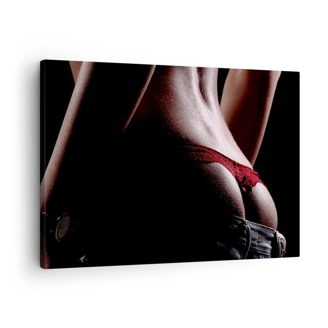 Bilder auf Leinwand Frau Körper String Leinwandbild mit Rahmen 70x50cm Wandbilder Dekoration Wohnzim