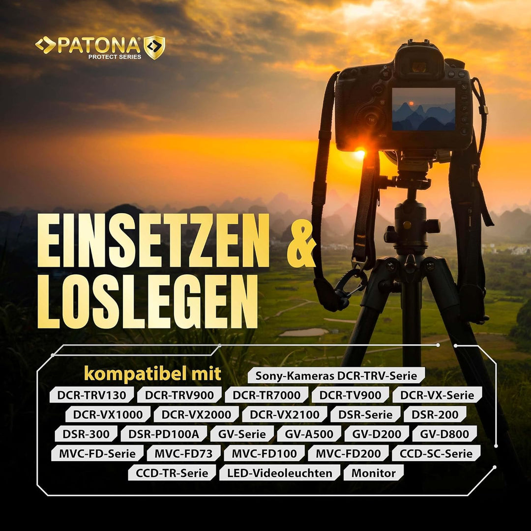 PATONA 2X Protect V1 Akku NP-F550 Kompatibel mit Sony NP-F950 NP-F930 NP-F750 NP-F730