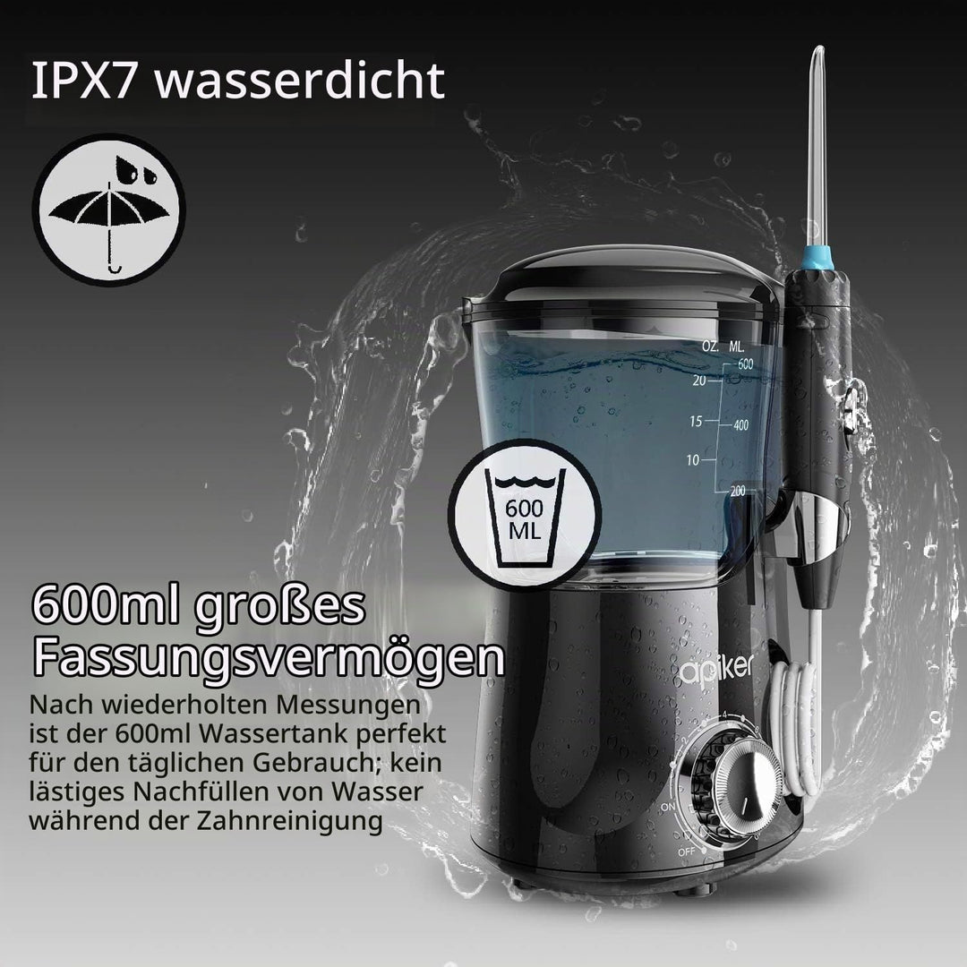 Apiker Munddusche Elektrisch für Zanreinigung Zahnzwischenraumreiniger Professioneller Wasser flosse