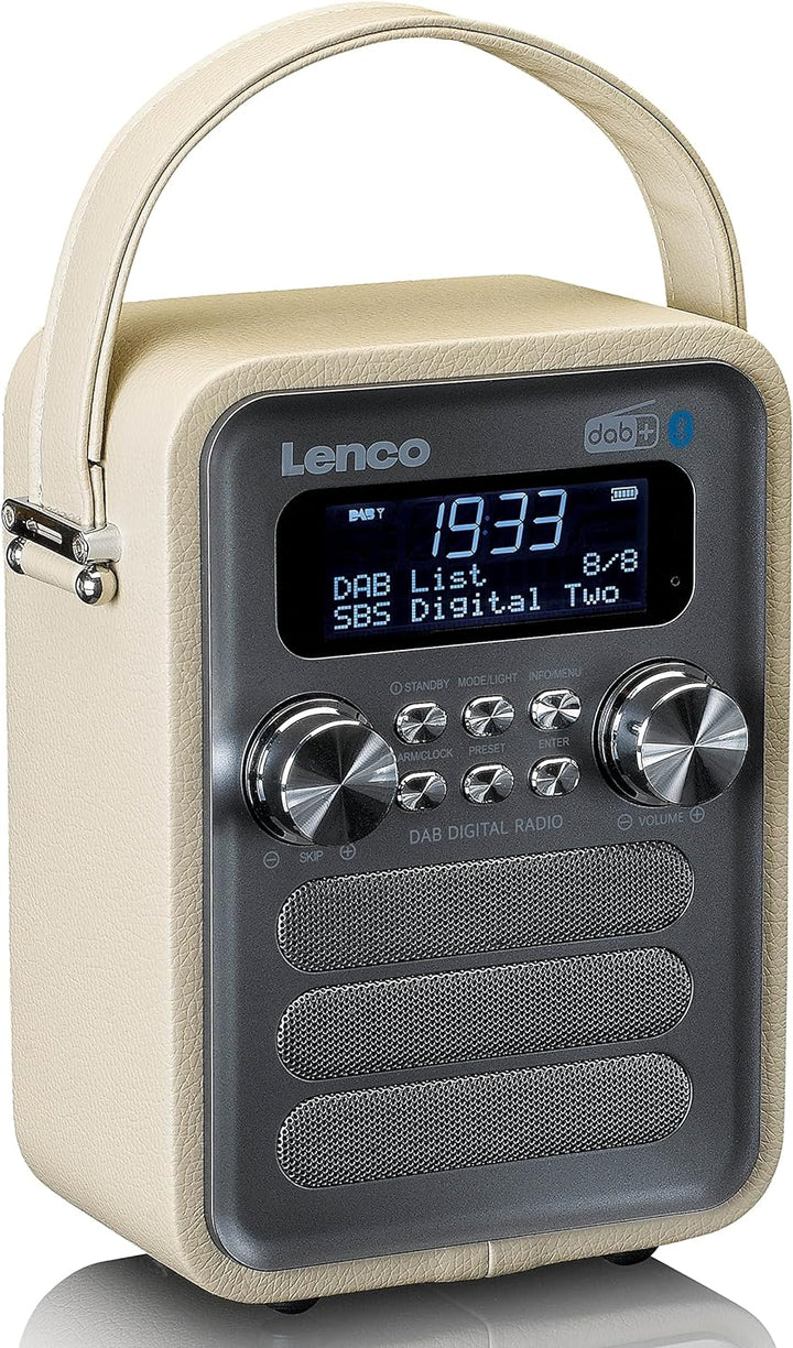 Lenco PDR-051 Tragbares DAB+ Retro Radio - PLL FM Radio mit Bluetooth - Integrierter Akku - 1800mAh