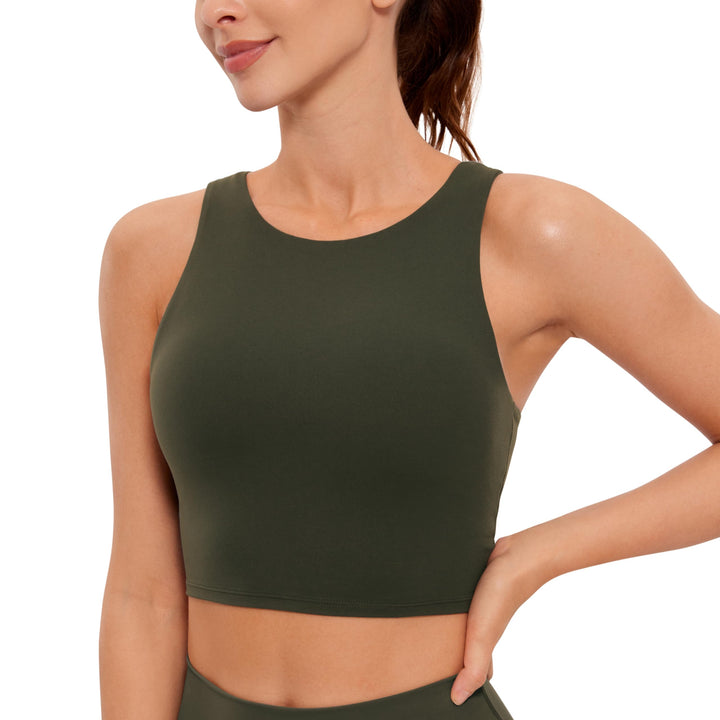 CRZ YOGA Damen Butterluxe Racerback Sport BH Gepolstert Ohne Bügel Crop Tops Longline Yoga Tank Top