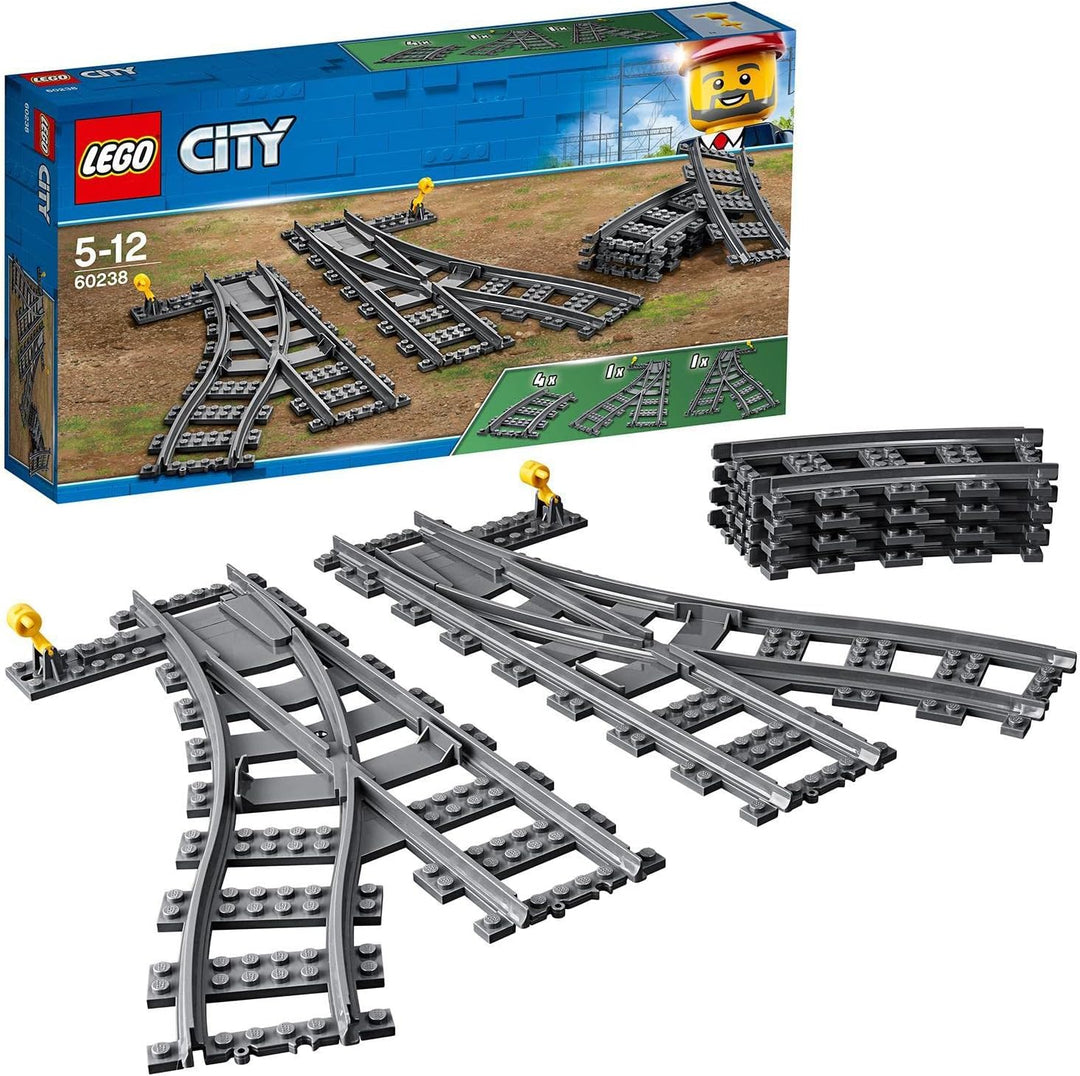 LEGO 60238 City Weichen, 6 Elemente, Erweiterungsset für Kinder, Spielzeug Set & City - Strassenkreu