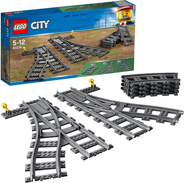 LEGO 60238 City Weichen, 6 Elemente, Erweiterungsset für Kinder, Spielzeug Set & City - Strassenkreu
