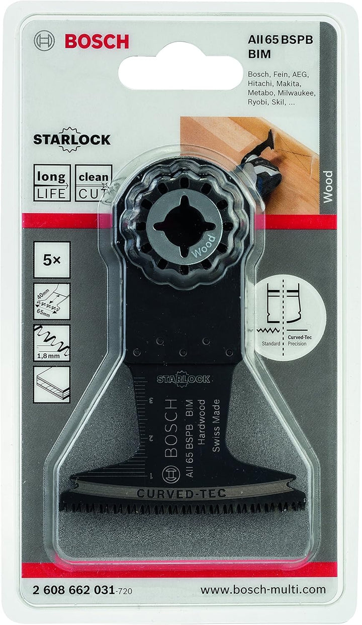 Bosch Professional 5x BIM Tauchsägeblatt AII 65 BSPB (für Hartholz, 40 x 65 mm, Zubehör Multifunktio