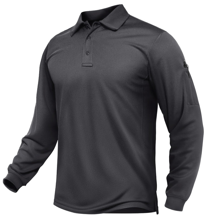 TACVASEN Herren Poloshirt Langarm Golf Tshirts Tactical Shirt Leicht Atmungsaktiv Freizeitshirts mit