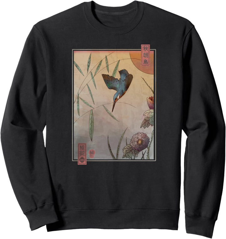 Ukiyo-e Eisvogel | Traditioneller Japanischer Vogel Kunst Sweatshirt