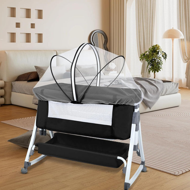 Baby Beistellbett,Kompatibel mit verschiedenen Betten, Einfach zu Montieren und Transportieren,höhen