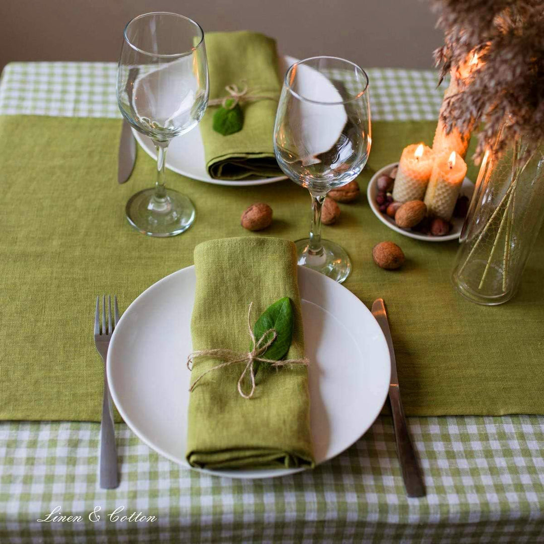 Linen & Cotton Hochwertige 4 x Stoffservietten/Servietten Stoff/Leinenservietten Hygge -100% Leinen,