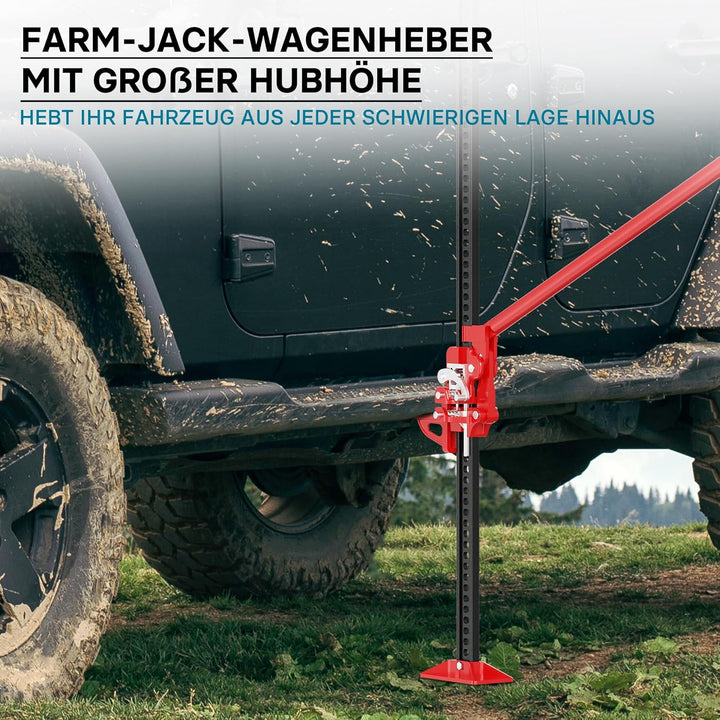Wiltec Farm Jack Wagenheber 150 cm 60" 3000 kg, Offroad Stockwinde für Geländewagen, ATV Heber, Allz