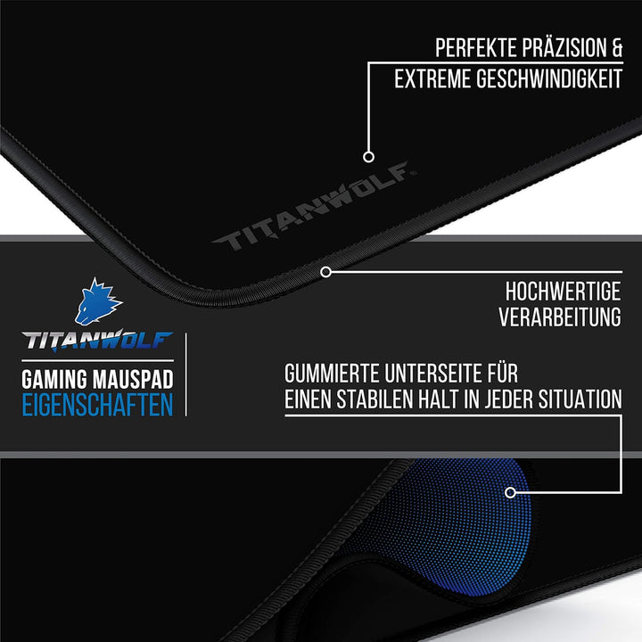 CSL - Übergrösse Mauspad Gaming Titanwolf 1200x600mm - XXXL Mousepad gross mit Motiv - XXXL Tischunt