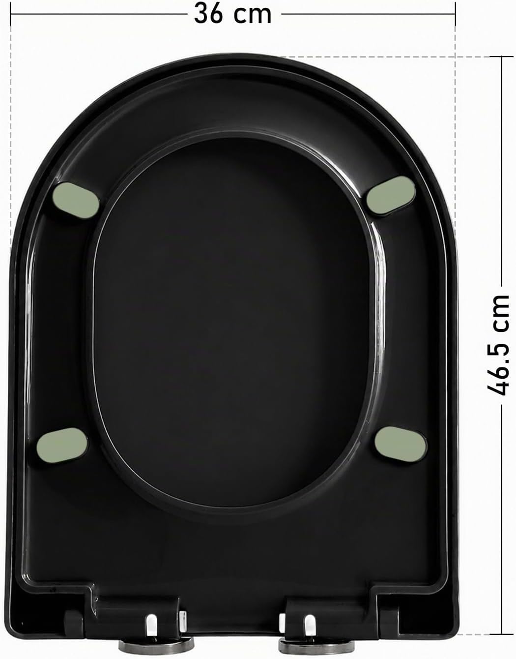 Toilettendeckel D-Form Schwarz 46,5x36cm, WC Sitz Eckig Modern mit Verstellbaren Scharnieren, Klodec