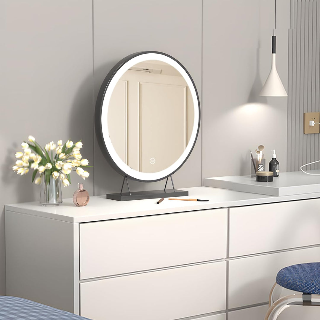 Heilmetz® Schminkspiegel mit Beleuchtung Schminkspiegel Φ48cm LED Tischspiegel Kosmetikspiegel mit B