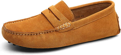 Jamron Herren Wildleder Penny Loafers Gemütlich Fahrende Schuhe Mokassin Slippers 42 EU Bräunen, 42