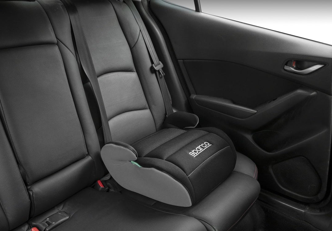 Sparco Kinderautositz-Erhöhung Schwarz und Grau i-Size. Neue Europäische Norm 2024 ECE 129/03. 125-1