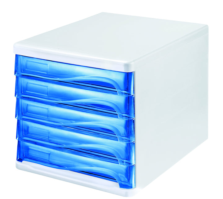Helit H6129430 - Schubladenbox „the wave“, blau transparent Transluzent Blau, Transluzent Blau