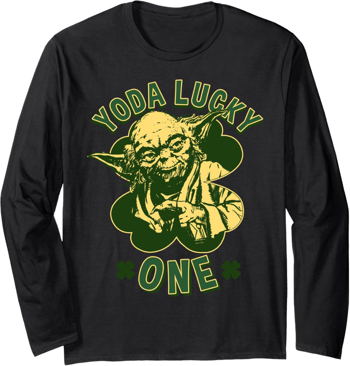 Star Wars St. Patrick's Day Yoda Lucky One Retro Clover Langarmshirt