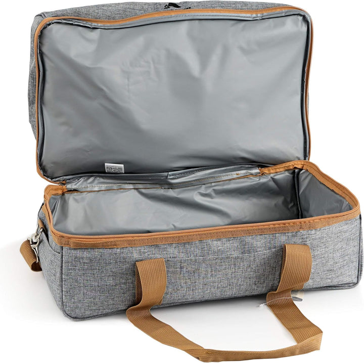 CampFeuer Picknicktasche für 4 Personen | Picknickset 20-teilig | Grau | Kühltasche mit Seitenfächer