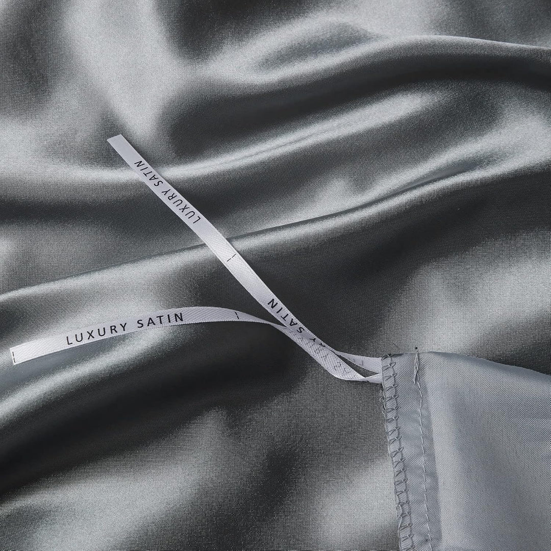 Damier Satin Bettwäsche 135x200cm Dunkelgrau Anthrazit Glänzend Seide Bettwäsche Set 2 Teilig Hochwe