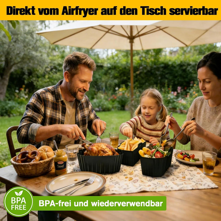 Airfryer Silikonform für Cosori Turboblaze 5,5L/5,7L/6L/6,2L/6,4L, 3 Stk Silikoneinsatz Heissluftfri