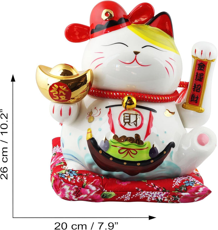 Freak Scene Glückskatze - Maneki-Neko - Winkekatze aus Porzellan 26 cm weiss - Maneki Neko Einheitsg