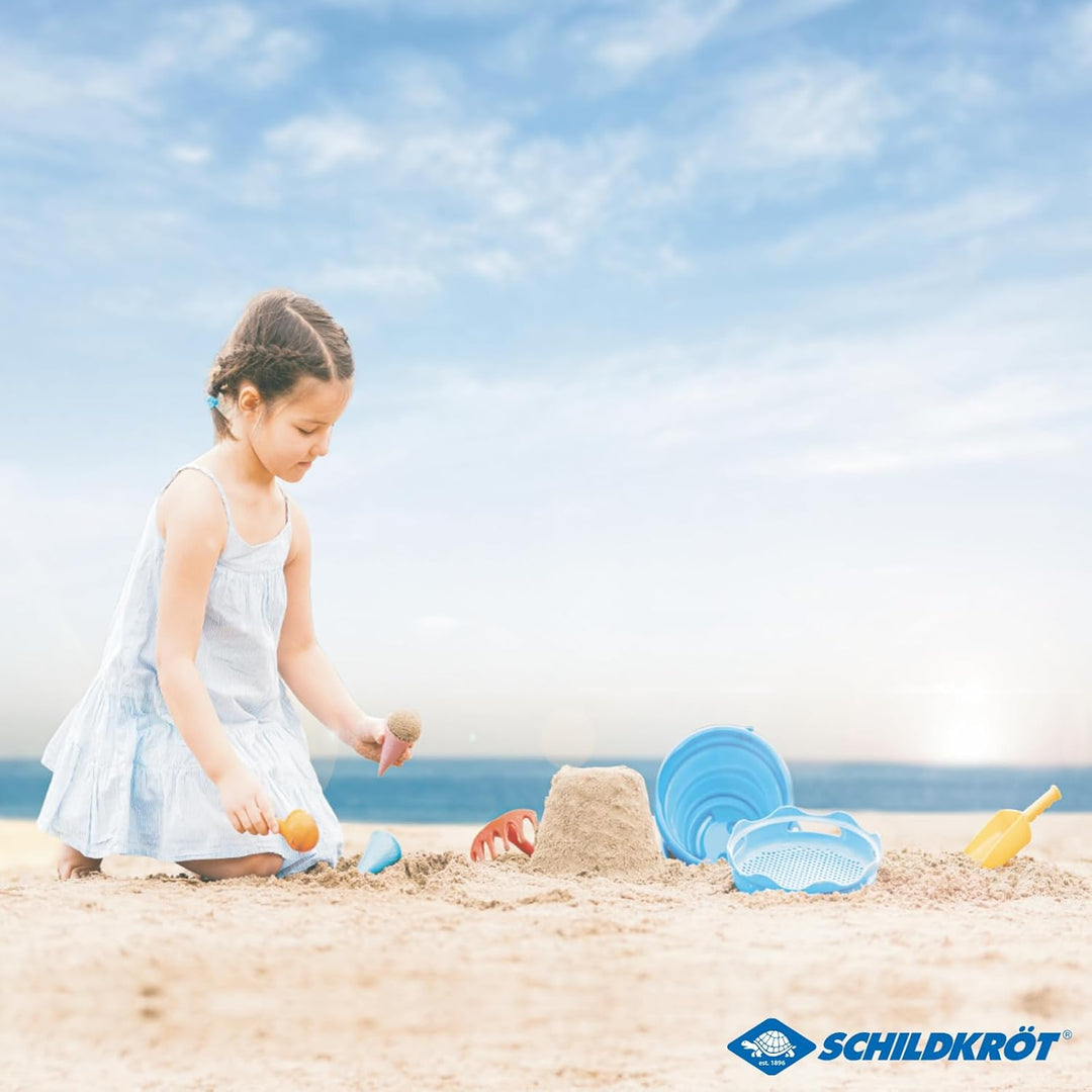 Schildkröt 7in1 Sand Toys Set, innovatives Sand-Spielset im Handtaschenformat, kompakt und platzspar