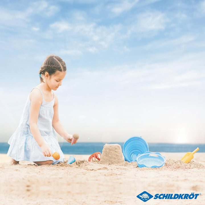 Schildkröt 7in1 Sand Toys Set, innovatives Sand-Spielset im Handtaschenformat, kompakt und platzspar