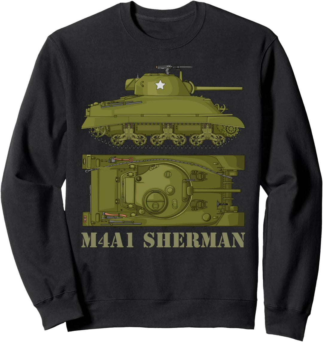 M4A1 Sherman WW2 American Tank Diagramm Sweatshirt