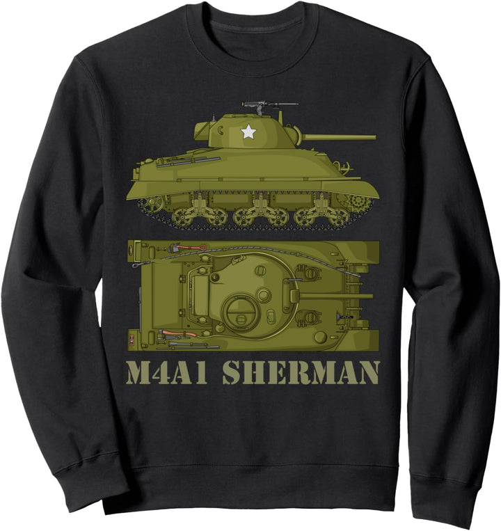 M4A1 Sherman WW2 American Tank Diagramm Sweatshirt