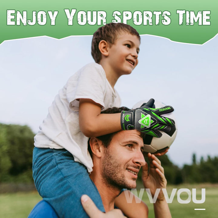 WVVOU Torwarthandschuhe Kinder und Jugendliche, Fussball Torwarthandschuhe, Fussballhandschuhe, Dopp