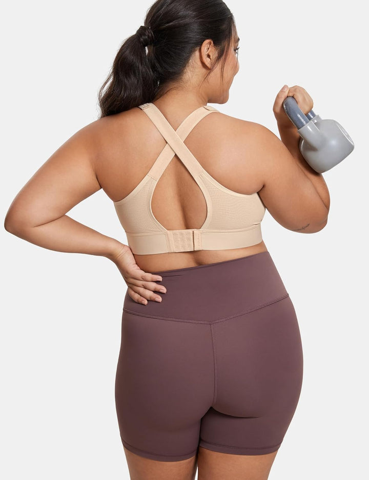 SYROKAN Sport BH Damen Starker Halt Ohne Bügel BHS Vorderverschluss Gepolstert Bügellos Guter Halt 7