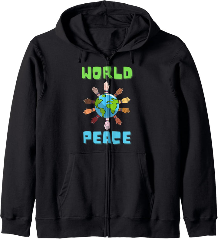 World Peace Friedenszeichen Gegen Rassismus Weltfrieden Kapuzenjacke