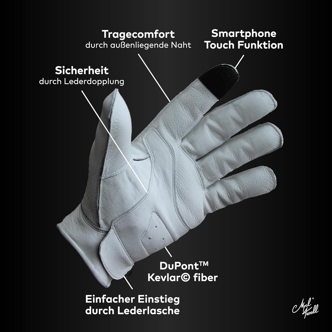 Mycl Turell Motorradhandschuhe Easy Rider - Motorrad Handschuhe Herr - Echtleder - Handschuhe Herren