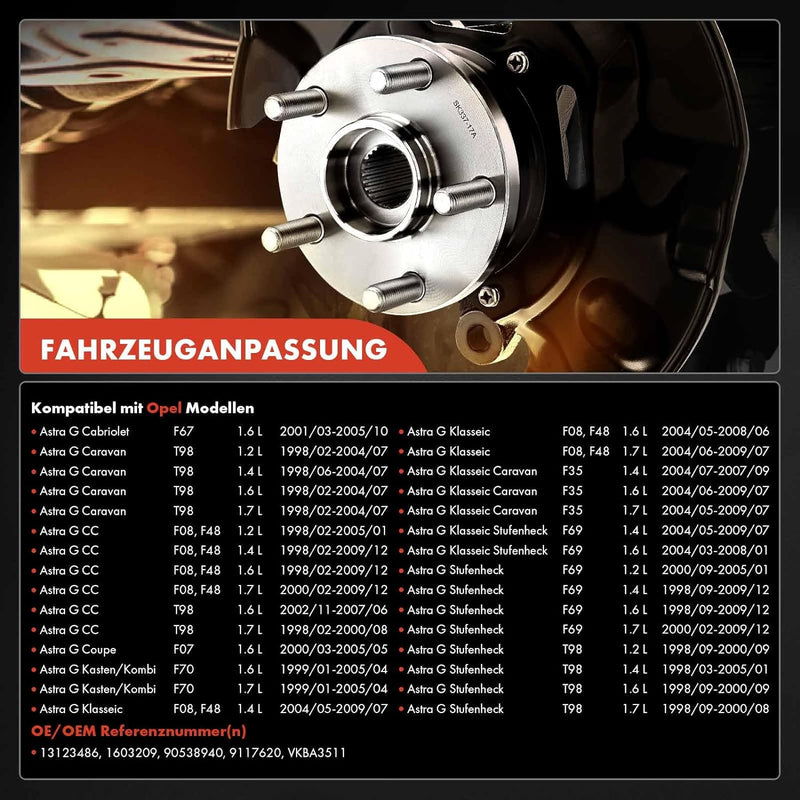 Frankberg 2x Radnabe Radlagersatz Vorne Kompatibel mit Astra G F07 F67 F69 F70 T98 Astra G Caravan T