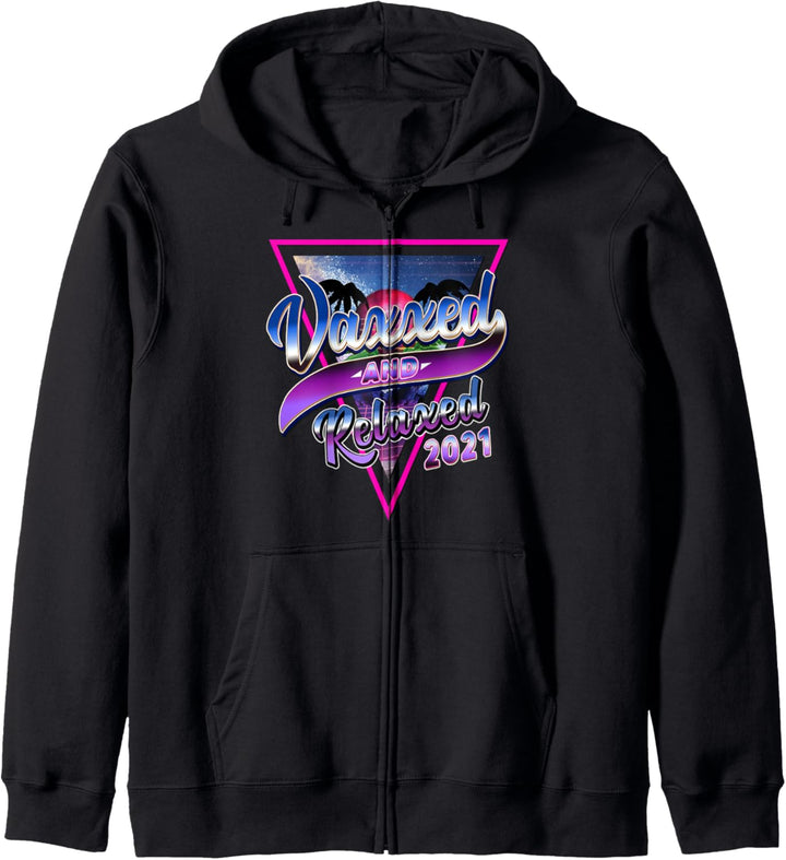 Vaccination Shirt 2021 Vaxxed And Relaxed Pro Vaccine Retro Kapuzenjacke