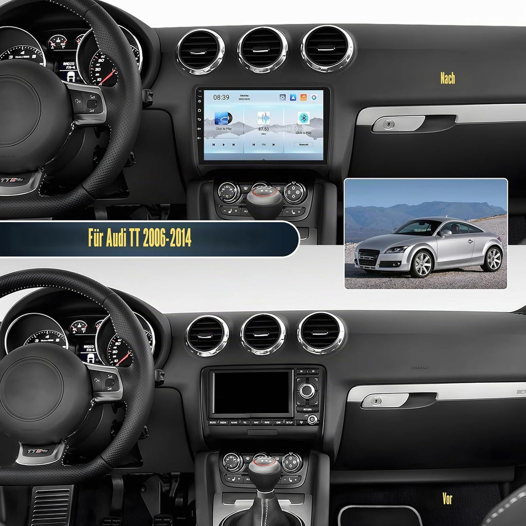 CAMECHO Android 15 Qualcomm Octa Core 4G+64G Autoradio für Audi TT MK2 8J mit Carplay Android Auto N