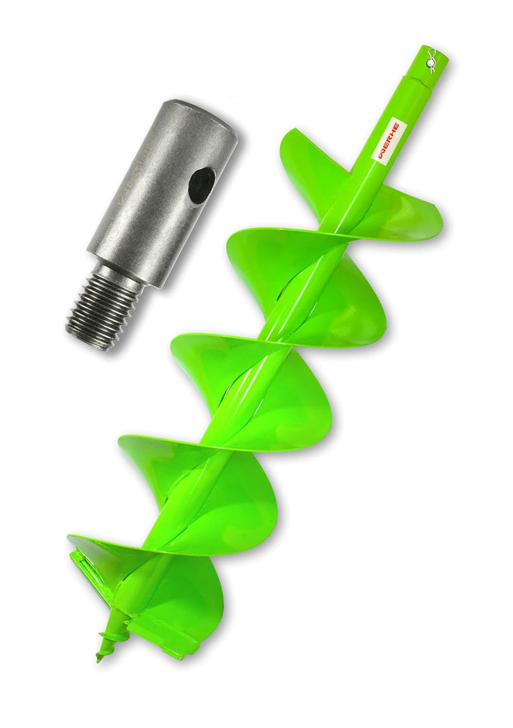 WERHE® Profi Bohrer, Erdbohrer für bohrmaschine 200 mm DoppelWelle robust mit m14 Adapter - Pfahlboh