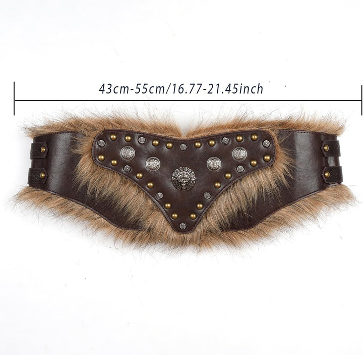 keland Wikinger Gürtel Breit Mittelalter Gürtel Leder Rüstungsgürtel für Damen Herren (Braun-2), Bra