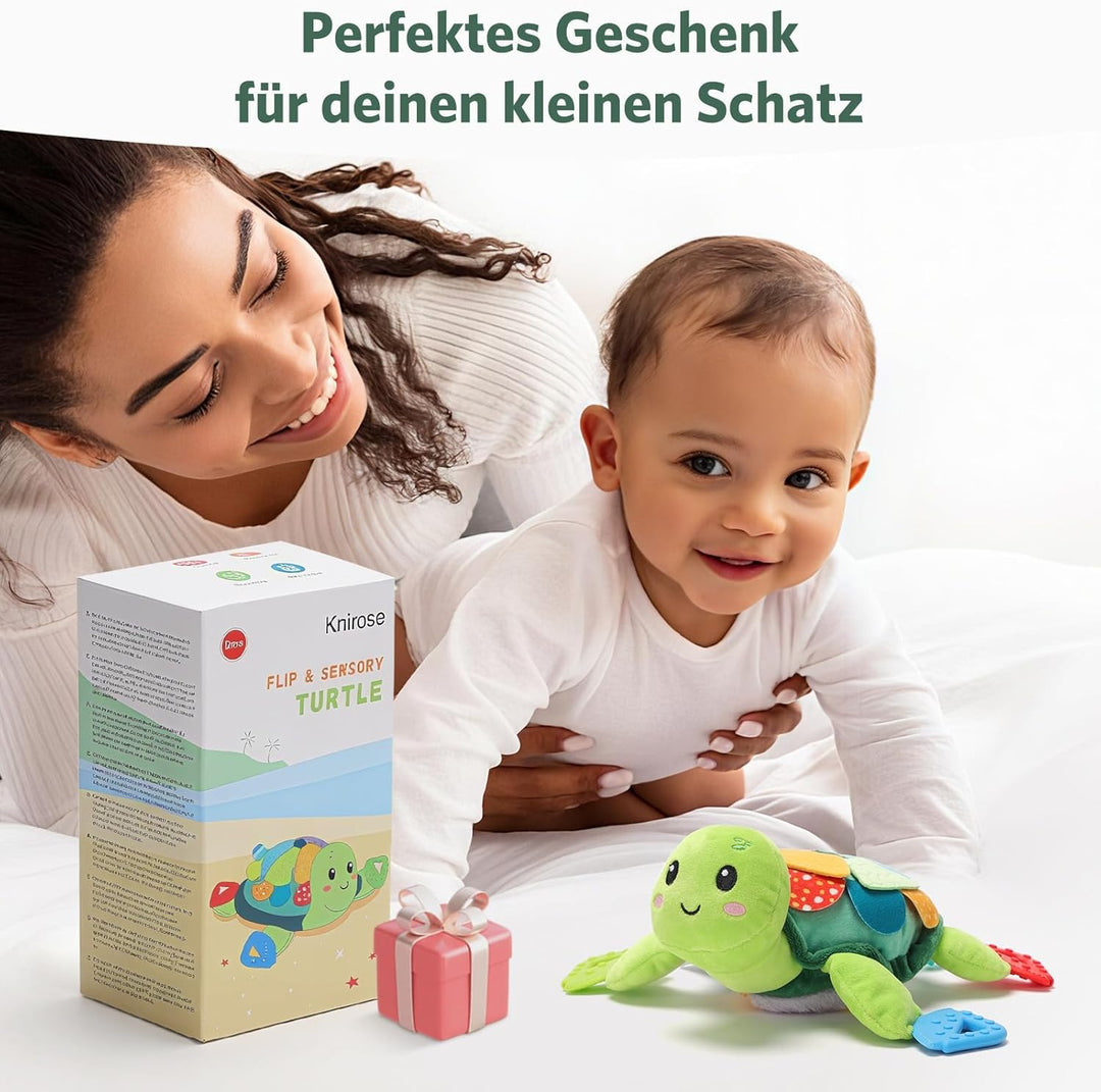 Baby Spielzeug Schildkröte, Montessori Spielzeug mit Klappschuppen & Multitexturen, geeignet für Bau