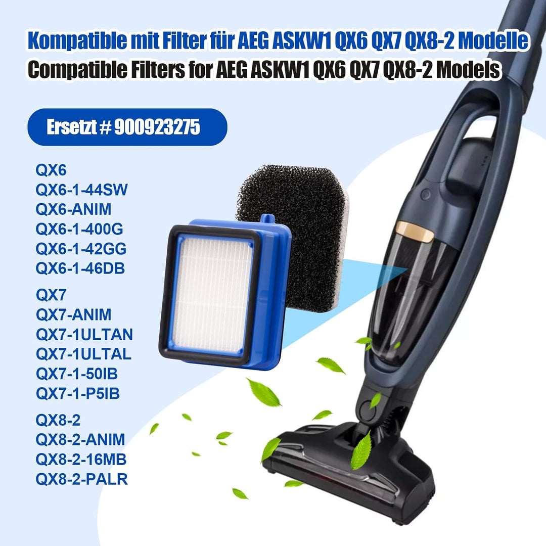 6 Stück Filter Zubehör für AEG QX6 QX7 QX8-2 ASKW1 Staubsauger, Staubsauger Filter Set für AEG ASKW1