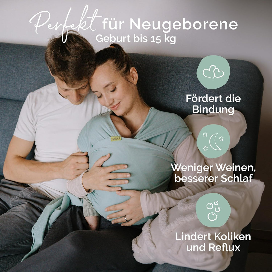 Boba Babytragetuch ab Geburt bis 15 kg - Kuschelweiche &amp; Atmungsaktive Bambusviskose, Tragetuch Baby
