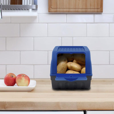 ARTECSIS Kartoffel Aufbewahrungsbox dunkelblau 2er Set I Gemüsebox Kartoffelbox mit Deckel für ca. 4