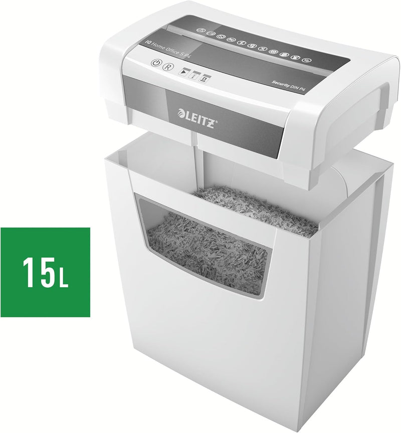 Leitz IQ Home Office S Aktenvernichter, 9-8 Blatt Kapazität (70-80 g/m²), Partikelschnitt, Sicherhei